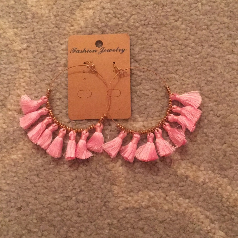 pink tassel earrings